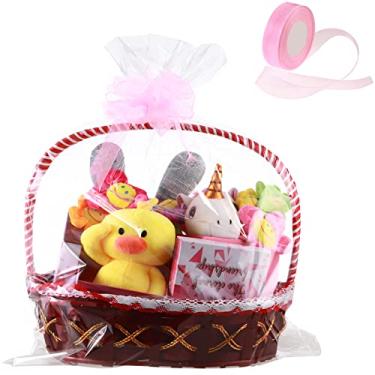 Imagem de Pacote com 50 sacos de cesta de celofane transparentes grandes de 61 cm x 76 cm, sacos de presente para cesta de celofane, papel de embrulho de plástico resistente para presentes, artes, artesanato,