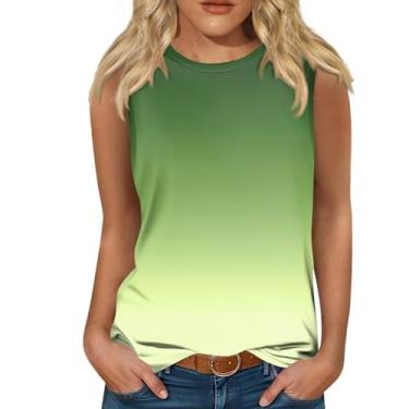 Imagem de PKDong Camiseta regata feminina gola redonda sem mangas, estampa floral, túnica gradiente, retrô, vintage, verão, tops, Amarelo, M