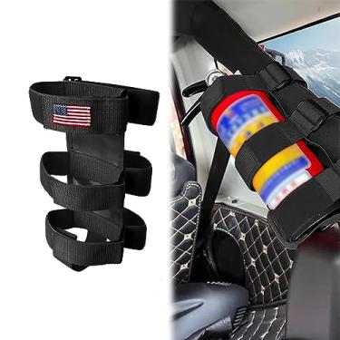 Imagem de 1 peça ajustável para extintor de incêndio, compatível com Jp Wrangler 1965-2022 JK JKU TJ CJ Gladiador, padrão da bandeira americana, suporte de montagem para extintor de incêndio, preto
