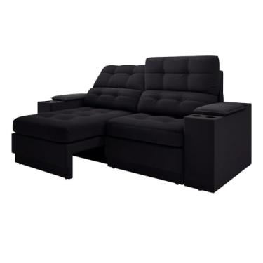 Imagem de Sofá com Usb Retrátil e Reclinável Eureka 1,70m - Preto