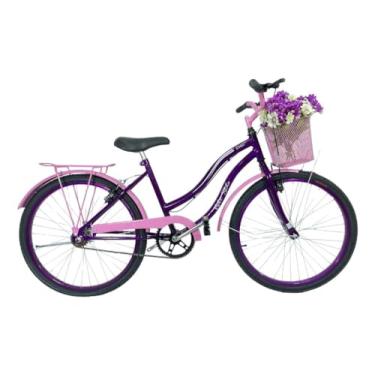 Imagem de Bicicleta Infantil Aro 24 Cesta Feminina Azul/Rosa Neon