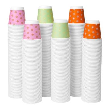 Imagem de Tamone Pacote com 600 copos de banheiro de 85 g, copos de papel pequenos de 85 g, copos de enxaguante bucal com ponto, copos rosa, copos verdes, copos amarelos, copos de papel descartáveis de 85 g