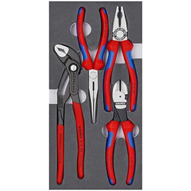 Imagem de KNIPEX - Ferramentas 00 20 01 V15 - Conjunto de alicates básicos de 4 peças em bandeja de espuma (002001V15), vermelho