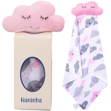 Imagem de Naninha para Bebê de bichinho de pelúcia com prendedor de chupeta (Nuvem Rosa)