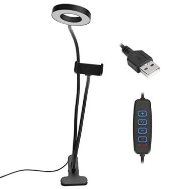 Imagem de Luz LED para selfie 2 em 1 com suporte para telefone celular, luzes de estúdio Halo para selfie com brilho ajustável, kit de luz LED para transmissão ao vivo, gravação de vídeo,