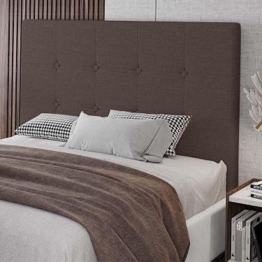 Imagem de Cabeceira Cama Box Casal King Size Luana 193cm Linho Marrom - Abmaza