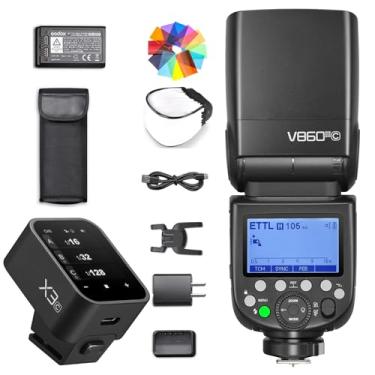 Imagem de Godox V860III-C Flash com gatilho X3-C para câmera Canon Flash Speedlite 7,2V / 2600mAh bateria de íon-lítio, 2,4G sem fio HSS 1/8000 1,5s tempo de reciclagem (V860II-C atualizado)