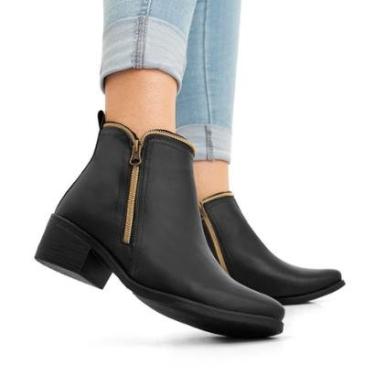 Imagem de Bota Jcl Store Casual Coturno Salto Baixo Zíper Country Chelsea Feminina-Feminino
