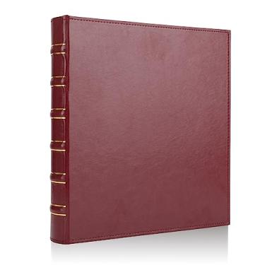 Imagem de LETVPVOW Fichário vintage com 3 argolas de 2,5 cm, fichário de couro profissional com 3 anéis, três fichários para 21,6 cm x 28 cm, fichário D para álbum de fotos, casa, escola e material de