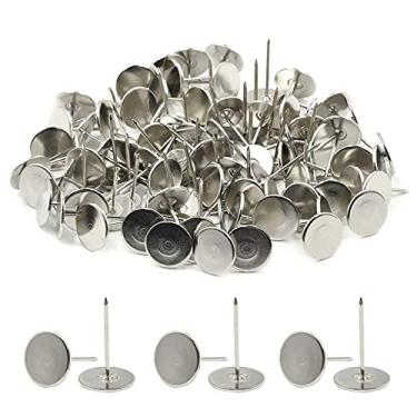 Imagem de Luomorgo 100 peças de 19 x 30 mm de cabeça chata antiga, tachas, pregos, pregos, móveis e pregos, prateado