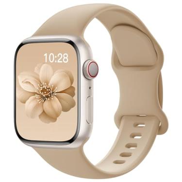 Imagem de Pulseiras esportivas de silicone compatível com pulseiras de Apple Watch de 40 mm, 38 mm, 41 mm, 44 mm, 45 mm, 42 mm, 49 mm femininas e masculinas, pulseira de substituição esportiva macia e