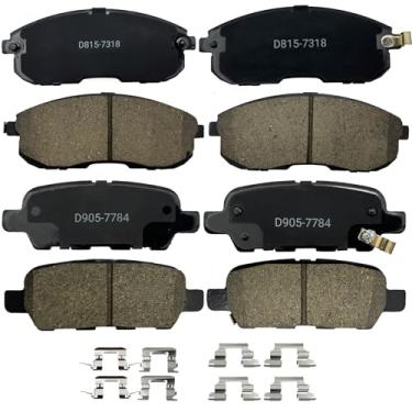 Imagem de 8 peças de kits de pastilhas de freio dianteiras traseiras de cerâmica adequados para INFINITI G35, para Nissan Altima, para NISSAN 350Z, para NISSAN JUKE SENTRA, substitui D815-7318, D815-7783