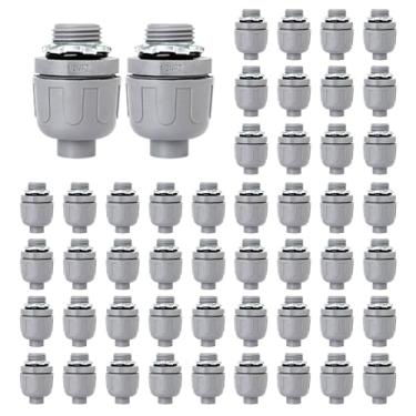 Imagem de Feotech Conector líquido apertado de 1/2 polegada - pacote com 50 acessórios de conduíte elétrico de PVC conectores flexíveis retos de 180 graus para casa, cozinha e banheiro conector de conduíte