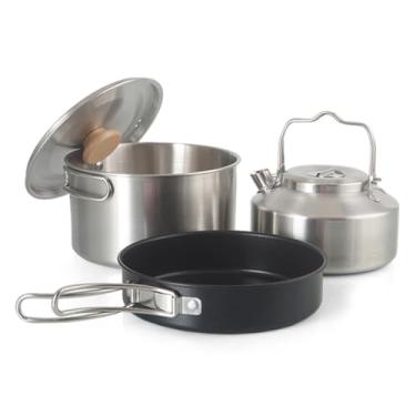 Imagem de Conjunto de Panelas de Acampamento Portátil Kit de Cozinha Ao Ar Livre Com Saco de Malha Alças Fogões para Acampamento Caminhadas