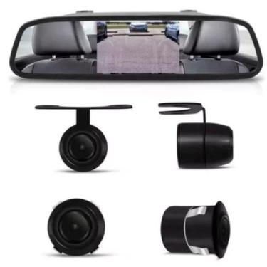 Imagem de Retrovisor Monitor Tela 4.3 Câmera Ré Colorido Estacionamento - First 
