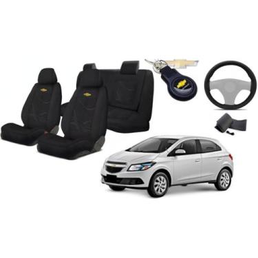 Imagem de Kit Moderno Capas Tecido para Bancos Onix 2013 a 2017 + Volante + Chav