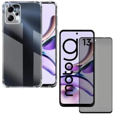 Imagem de Capa Capinha Anti Impacto + Película Privacidade 3D Para Moto G13 Tela