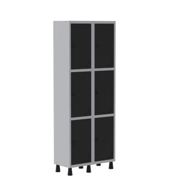 Imagem de Roupeiro Aço Light 2v 06 Portas Gr302/6 Cinza/Preto