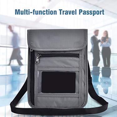 Imagem de Capa Cinza Multifuncional para Passaporte de Viagem Pescoço Bolsa Protetor de Carteira ID Nylon Bolsa de Suporte para Viajantes