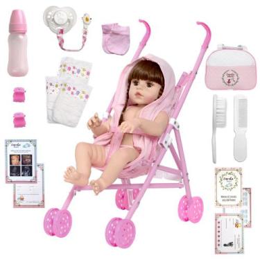 Imagem de Bebe Reborn Infantil Menina Corpo de Vinil Com Bolsa e Itens - Cegonha