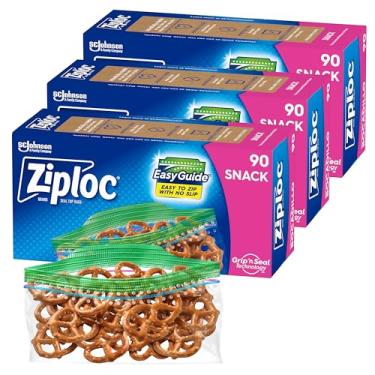 Imagem de Ziploc Sacos de lanche com textura EasyGuide, pequenos sacos de armazenamento de plástico com tecnologia Grip 'N Seal, total de 270 sacos