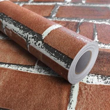 Imagem de Kit 8 Metros de Papel de Parede Lavavel Tijolo Rustico Vermelho - Open