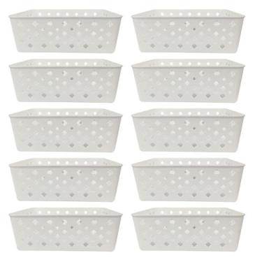 Imagem de Kit 10 Cesto Multiuso Organizador Premium Branco123Organizei - 123 Org