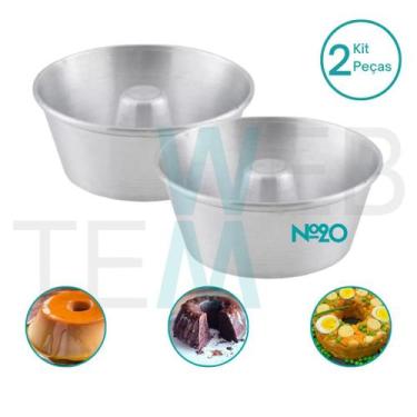 Imagem de Kit 2 Formas de Pudim 8x20cm Alumínio Sustentável para Bolo com Furo C