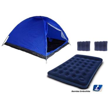 Imagem de Barraca camping + colchão casal com bomba embutida + 2 travesseiros - 