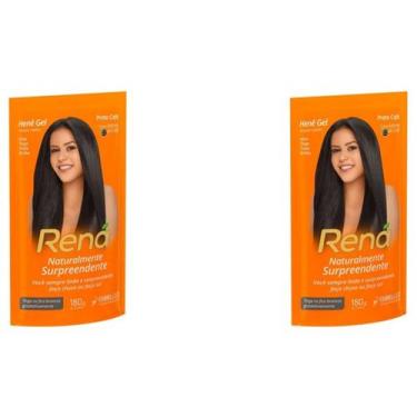 Imagem de Hene em Gel Rená Preto Café (Preto Escuro) 02x180gr Alisa, tinge e Da 