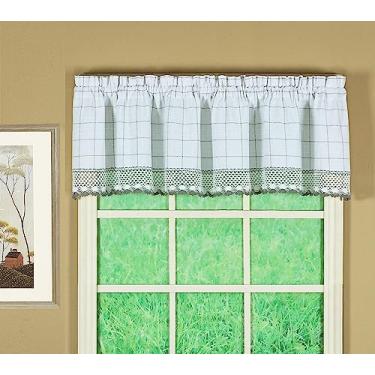 Imagem de Today's Curtain Adirondack Valance de crochê de 2 tons, 30,5 cm, branco/cinza, 152 cm L x 30,5 cm C