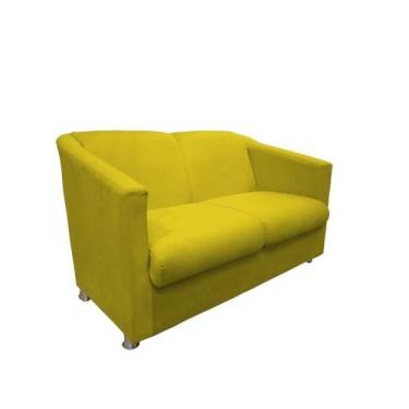 Imagem de Namoradeira Decorativa Biane Suede Amarelo 2 Lugares Pés Cromado Ms De
