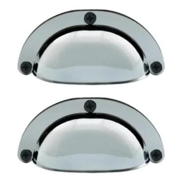 Imagem de 02 Puxador Móveis Concha Retrô Metal Peq Colonial Cromado - Speed Puxa