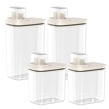 Imagem de Conjunto 4 Dispenser 2,3L 1,5LOrganizador Lavanderia Para Sabão Amacia