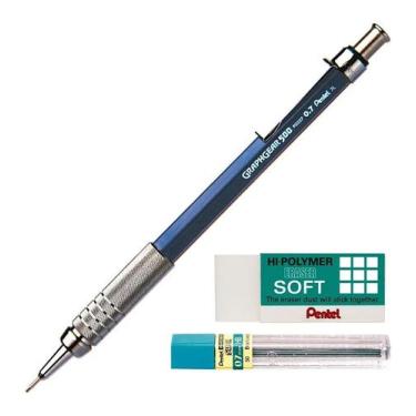 Imagem de Lapiseira Tecnica Pentel Graphgear 500 Azul 0,7mm + Itens