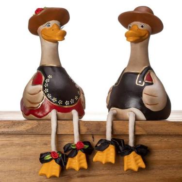 Imagem de Casal Pato Pé Balançando Cerâmica Decoração Jardim - Maryland Decor, P