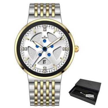 Imagem de Relógio SWISH Masculino Dois Tons Ouro Aço Banda - ElaShopp