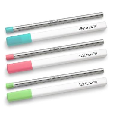 Imagem de LifeStraw Pacote com 3, canudo reutilizável de filtro de água de aço inoxidável com 3 estojos de transporte, remove microplásticos, bactérias e parasitas para viagens e uso diário
