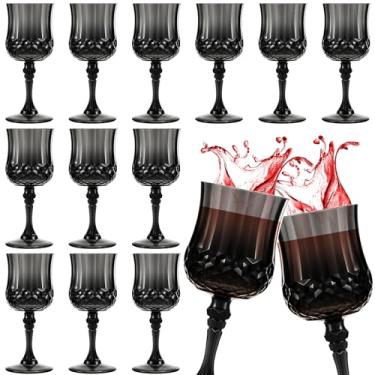 Imagem de Pinkunn 24 peças de copos de vinho vintage de plástico de 200 ml, reutilizáveis, copos coloridos estampados, copos de água potável, podem ser lavados na lava-louças para recepção de casamento e festa