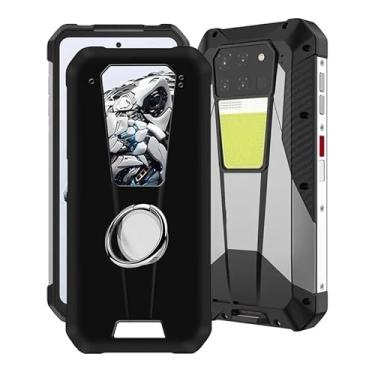 Imagem de HGJTFANY Capa para Unihertz 8849 Tank 3 Pro com suporte de anel de dedo de rotação de 360 graus, capa de silicone preta à prova de choque capa de telefone TPU macia ultrafina para Unihertz 8849 Tank 3