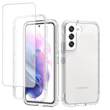 Imagem de Tothedu Capa de celular para Galaxy S22, capa para Samsung S22 5G SM-S901U com protetor de tela de vidro temperado, capa protetora de policarbonato rígido transparente para Samsung Galaxy S22 5G