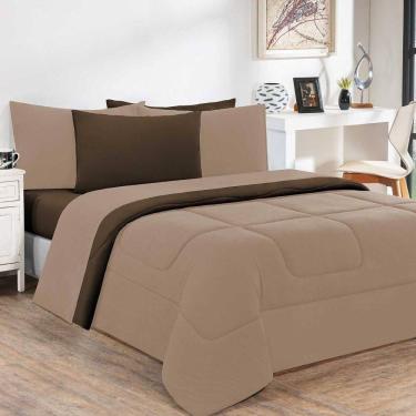 Imagem de Kit Edredom + Jogo De Lençol 100% Algodão Gran Moratta 6 Peças Queen Avelã-marrom