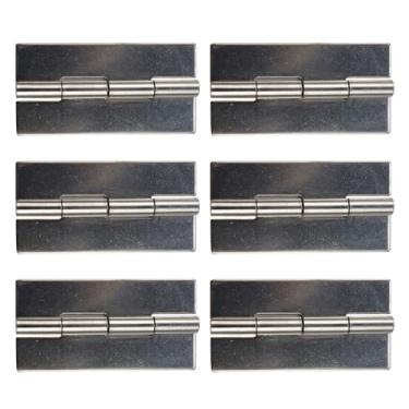 Imagem de Nicerity 6 peças de dobradiças soldadas em aço inoxidável 6,3 x 3 cm/65 x 32 mm cabeça chata 304 design de dobradiça para portas pesadas reboque (prata)