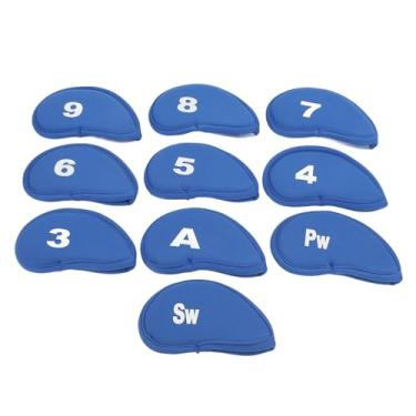 Imagem de Conjunto de Capa de Ferro para Clube de Golfe, 10 Peças, Capa para Cabeça de Golfe, Números Claros, Capa Protetora Macia para Cabeça de Golfe para Exercício de Golfe (Azul)
