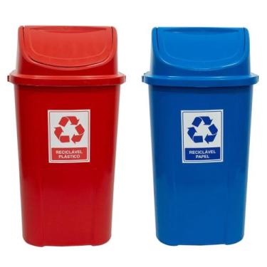 Imagem de Kit 2 Lixeiras 60L S/ Suporte - JSN, Vermelho