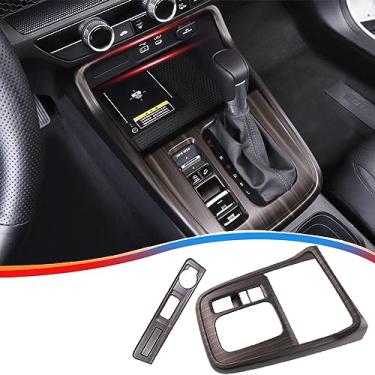 Imagem de MUXEE 2 peças de acabamento da tampa do painel de mudança de marchas da moldura do console central para Honda CRV CR-V 2023 2024 - acessórios interiores esportivos de grão de madeira ABS