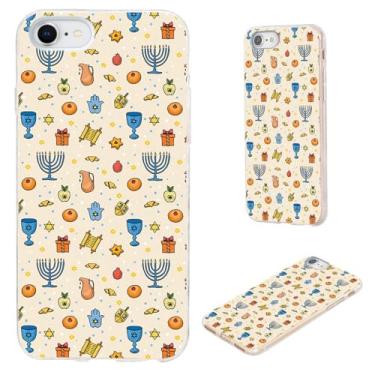 Imagem de Capa para iPhone SE 2022 2020 para meninas e mulheres, para iPhone 8 7 6S 6, AKORAVO Capa protetora transparente de TPU macio fino para iPhone SE 3rd 2nd 8/7 6S/6, Hanukkah Jewish Symbol Torah Menorah