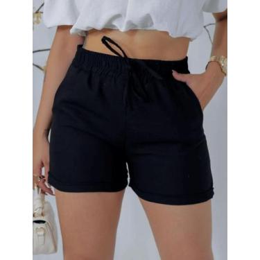 Imagem de Short Feminino Linho Cintura Elástica Soltinho Verão - IMPROVIZ MODAS,