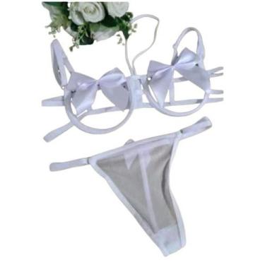 Imagem de Conjunto lingerie sex laço,em tule, sutia com alças regulaveis, - Carr