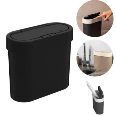 Imagem de Lixeira Flat Preta Para Pia e Bancada de Cozinha Slim 2,8 Litros Coza 